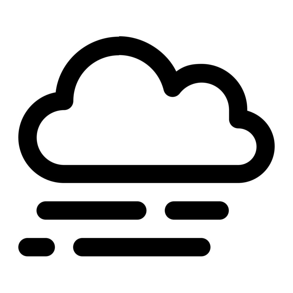 nuage avec brouillard dans contour icône. brumeux, fumée, nuageux, temps, climat vecteur