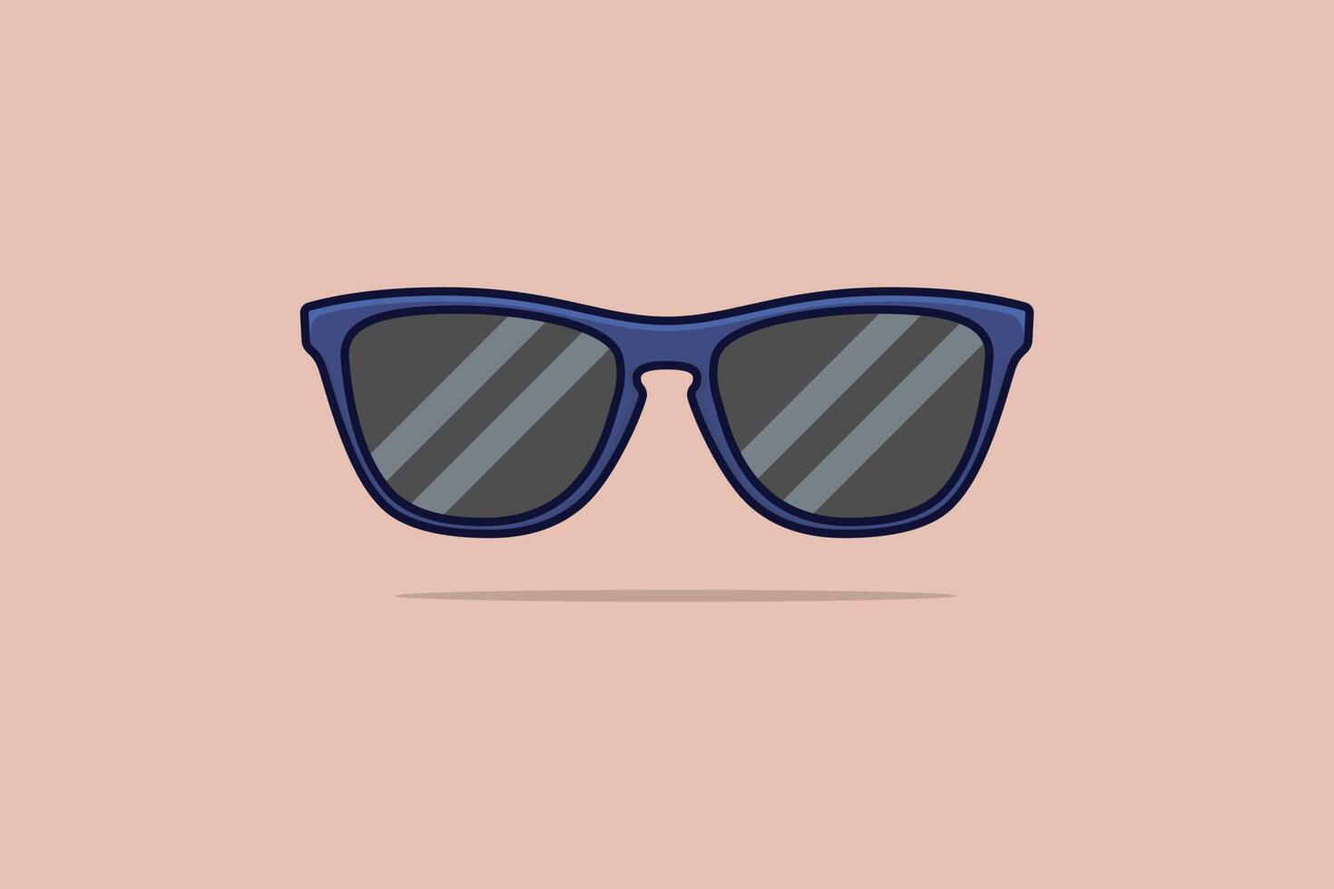 mode été des lunettes de soleil et noir lentille optique vecteur illustration. été et mode objets icône concept. été brillant gris des lunettes de soleil avec ombre vecteur conception sur lumière Orange Contexte.