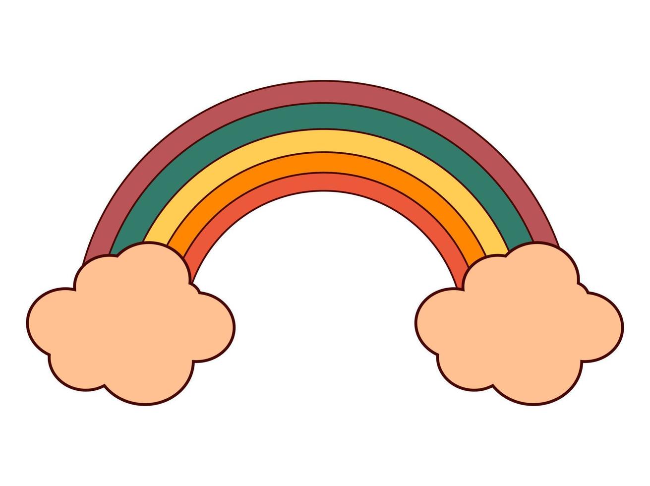 arc en ciel avec des nuages dans rainure et y2k style sur isolé Contexte. vecteur