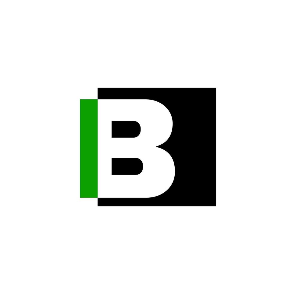 b marque Nom initiale lettre icône. b sur une noir carré. vecteur