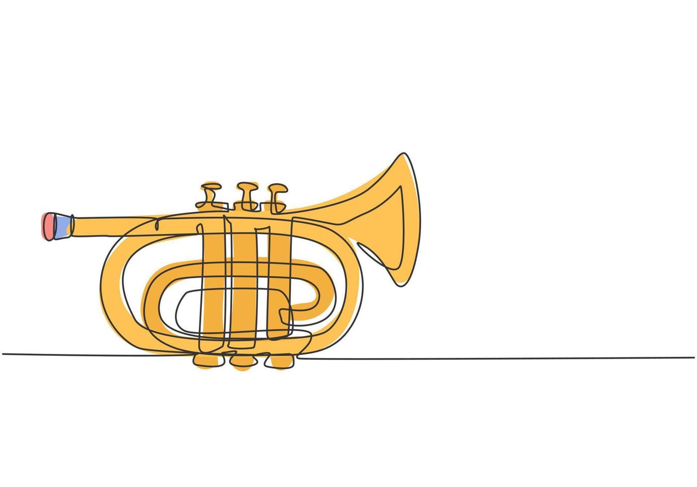 dessin au trait continu unique de trompette de poche. instruments de musique à vent. concept moderne une ligne dessiner illustration vectorielle graphique de conception vecteur