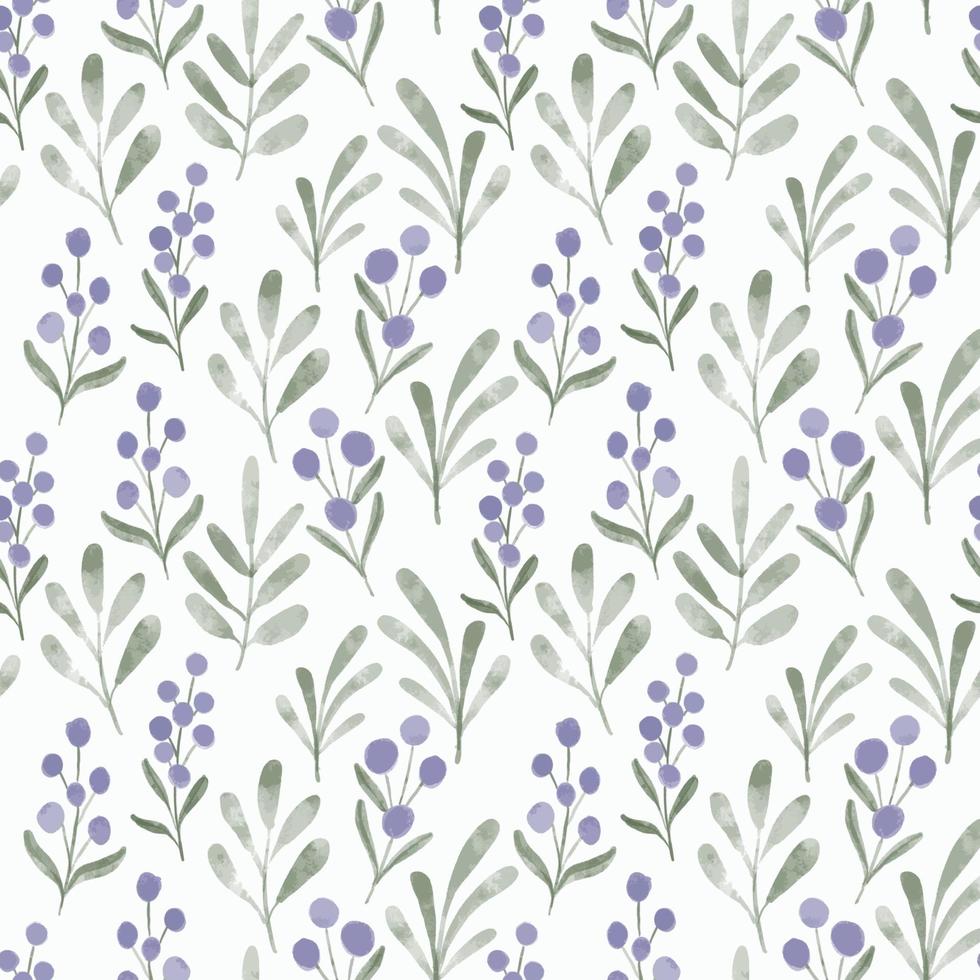 modèle sans couture aquarelle feuille pourpre floral fleurs sauvages vecteur