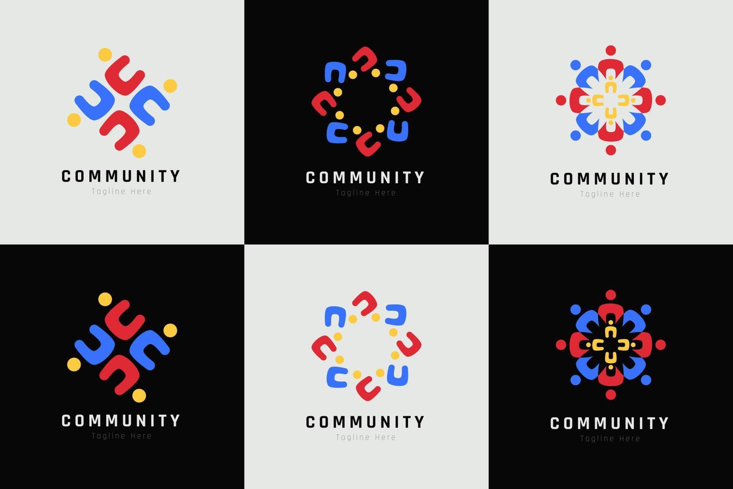 Créatif coloré de gens et communauté logo conception pour équipes ou groupes collection vecteur
