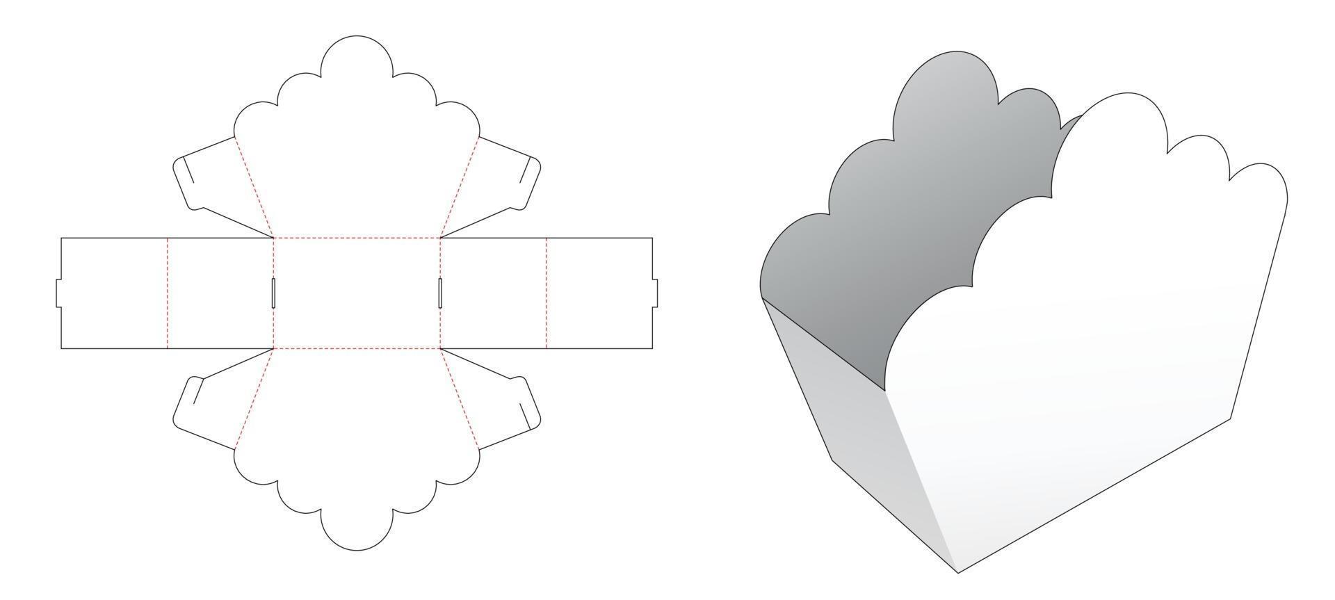 boîte à collations en carton avec gabarit de découpe à bord incurvé vecteur