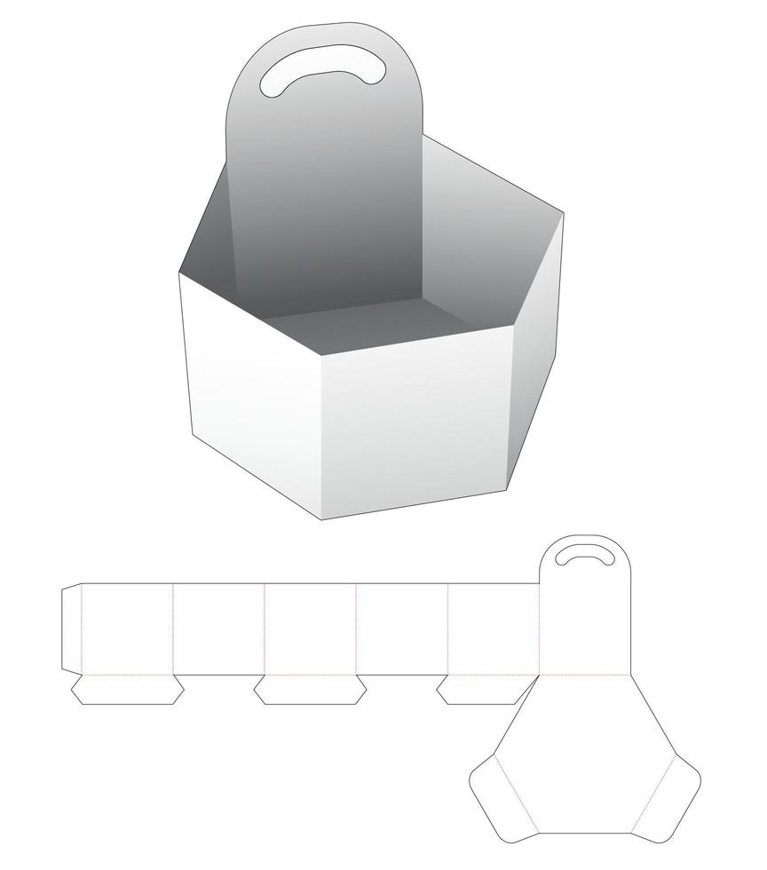 modèle de découpe de plateau hexagonal poignée en carton vecteur