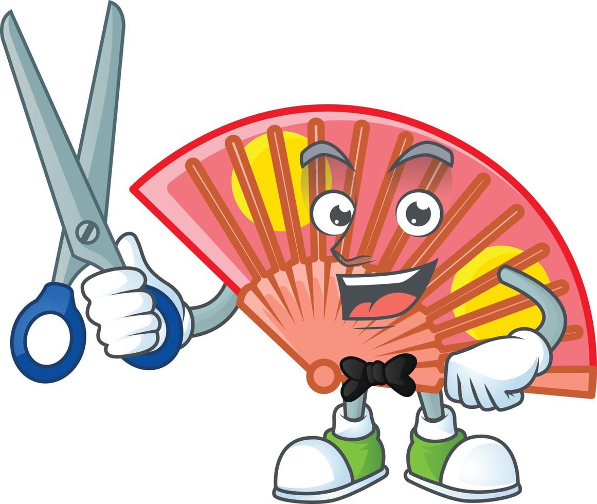 rouge chinois pliant ventilateur dessin animé personnage style vecteur