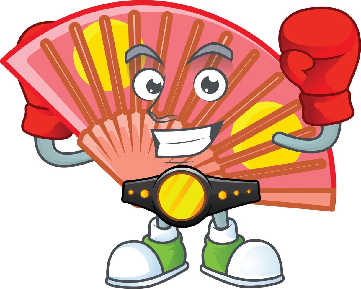 rouge chinois pliant ventilateur dessin animé personnage style vecteur