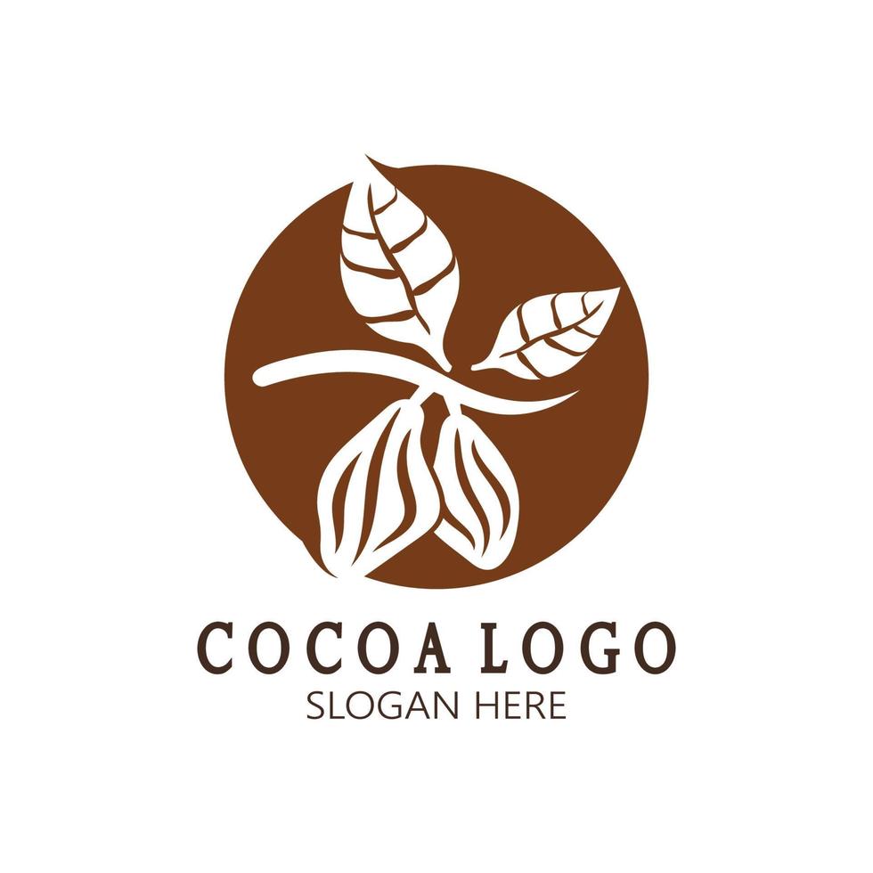 cacao logo, cacao haricot, cacao arbre, cacao branches et feuilles, chocolat mélanger sur blanc arrière-plan, vintage, moderne, simple, minimaliste icône illustration modèle conception vecteur