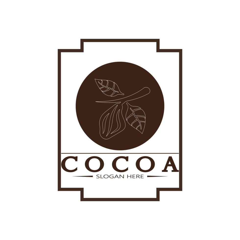 cacao logo, cacao haricot, cacao arbre, cacao branches et feuilles, chocolat mélanger sur blanc arrière-plan, vintage, moderne, simple, minimaliste icône illustration modèle conception vecteur