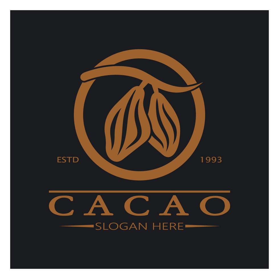 cacao logo, cacao haricot, cacao arbre, cacao branches et feuilles, chocolat mélanger sur blanc arrière-plan, vintage, moderne, simple, minimaliste icône illustration modèle conception vecteur