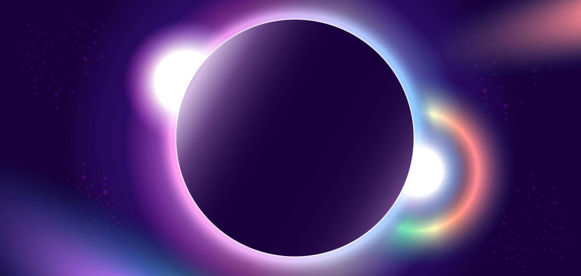 ensemble de embrasé néon Couleur cercles rond courbe forme, aurore cercle centre de aurore autour sur le foncé bleu background.with circulaire formes pour logos. vecteur