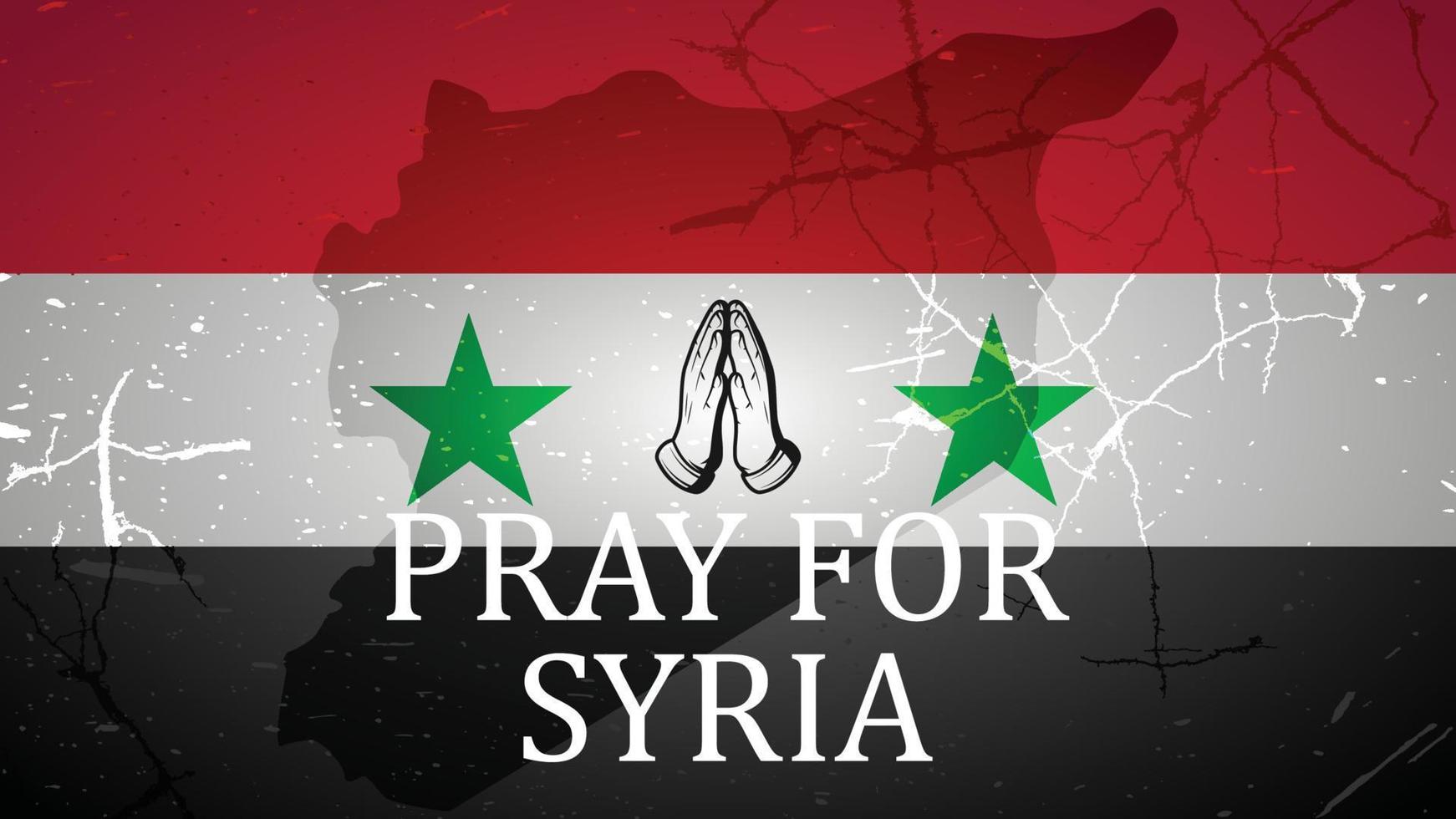 proche vue de Syrie drapeau, prier pour Syrie, tremblement de terre vecteur grunge illustration poste, bannière