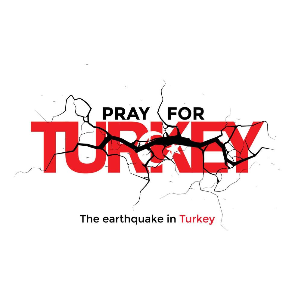 tremblement de terre dans Turquie, prier pour Turquie, fissure sur sol, poste, bannière vecteur