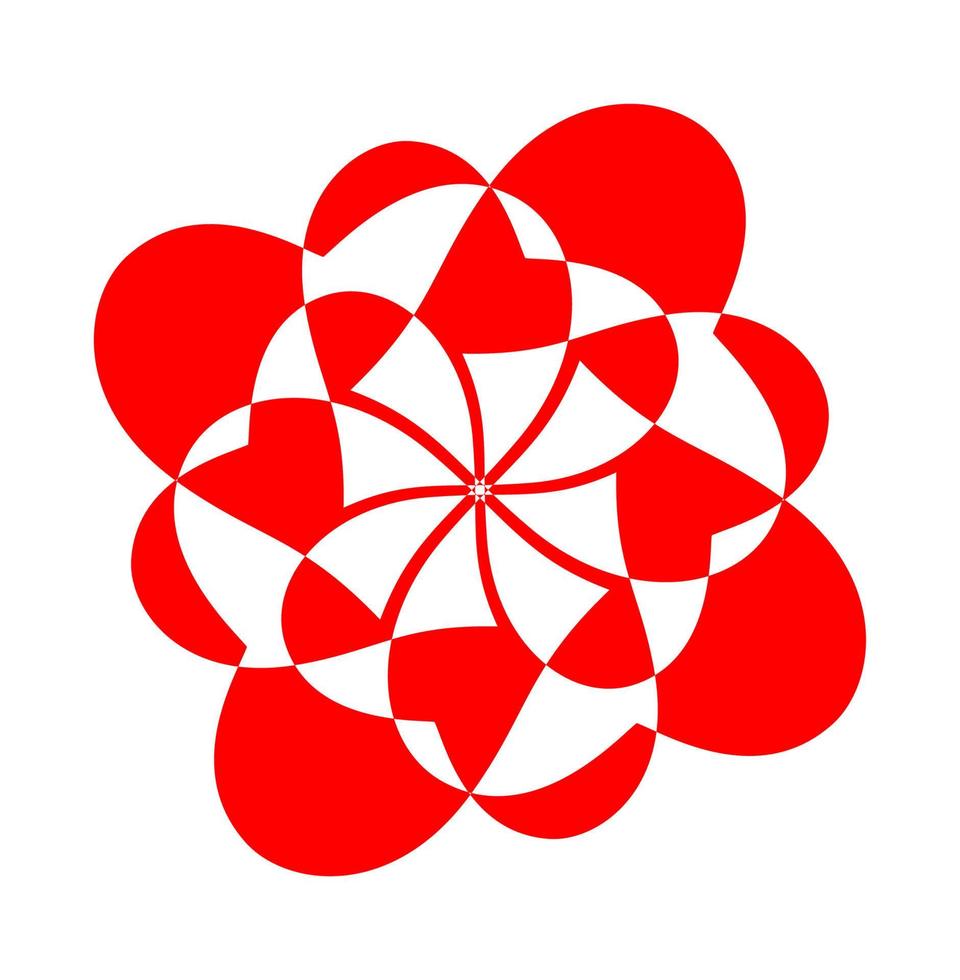 8 rouge cœurs chevauché avec ensemble icône sur blanc Contexte. vecteur