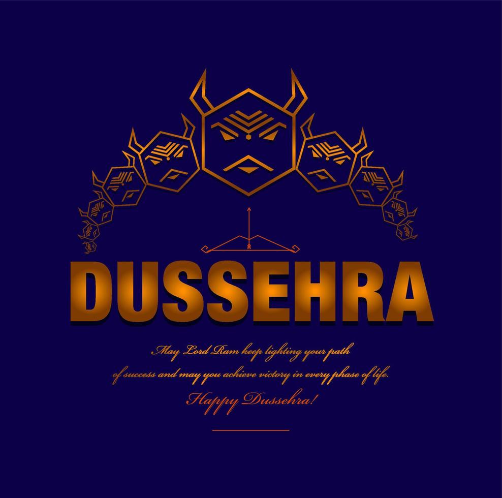 content dussehra salutations avec Dix rawan visages. hexagone Ravan illustration. vecteur