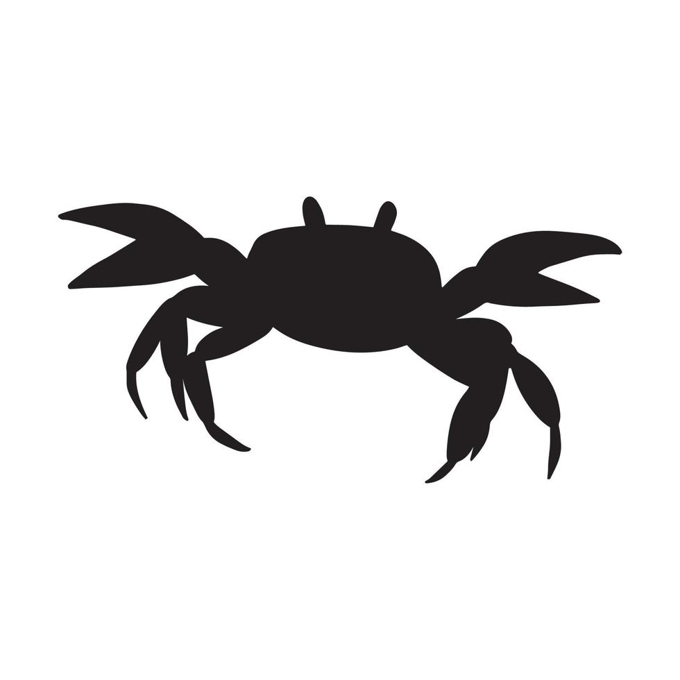 noir silhouette Crabe sur une blanc Contexte. vecteur main tiré des gamins illustration. mer océan. sous-marin monde