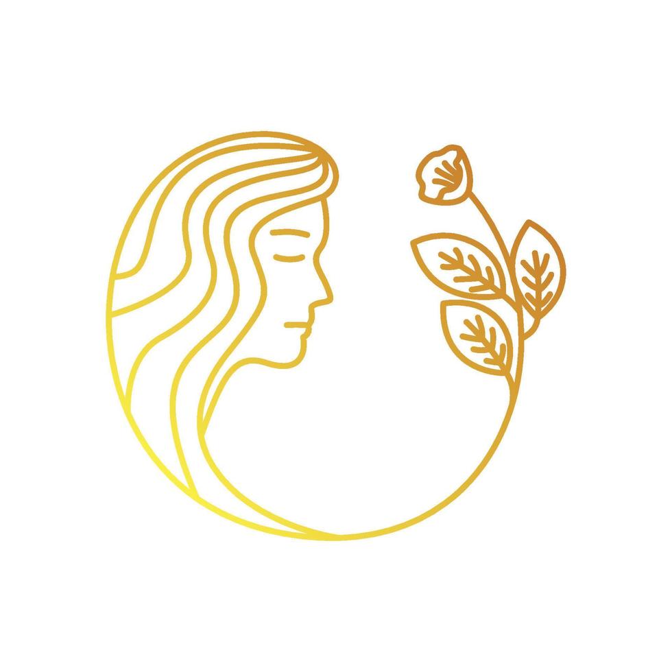 beauté fille tête logo modèle. Naturel spa signe et symbole. vecteur