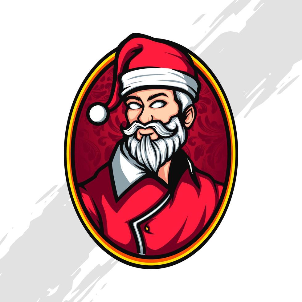 Père Noël portrait sur rouge Contexte et d'or Cadre vecteur