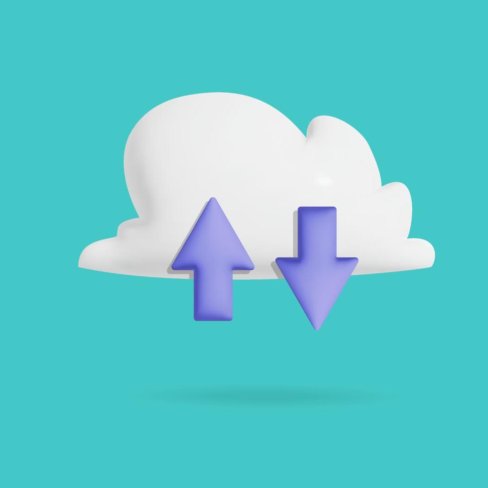 3d vecteur La technologie la toile maquette élément ordinateur nuage télécharger et Télécharger information, transfert données, espace de rangement signe conception