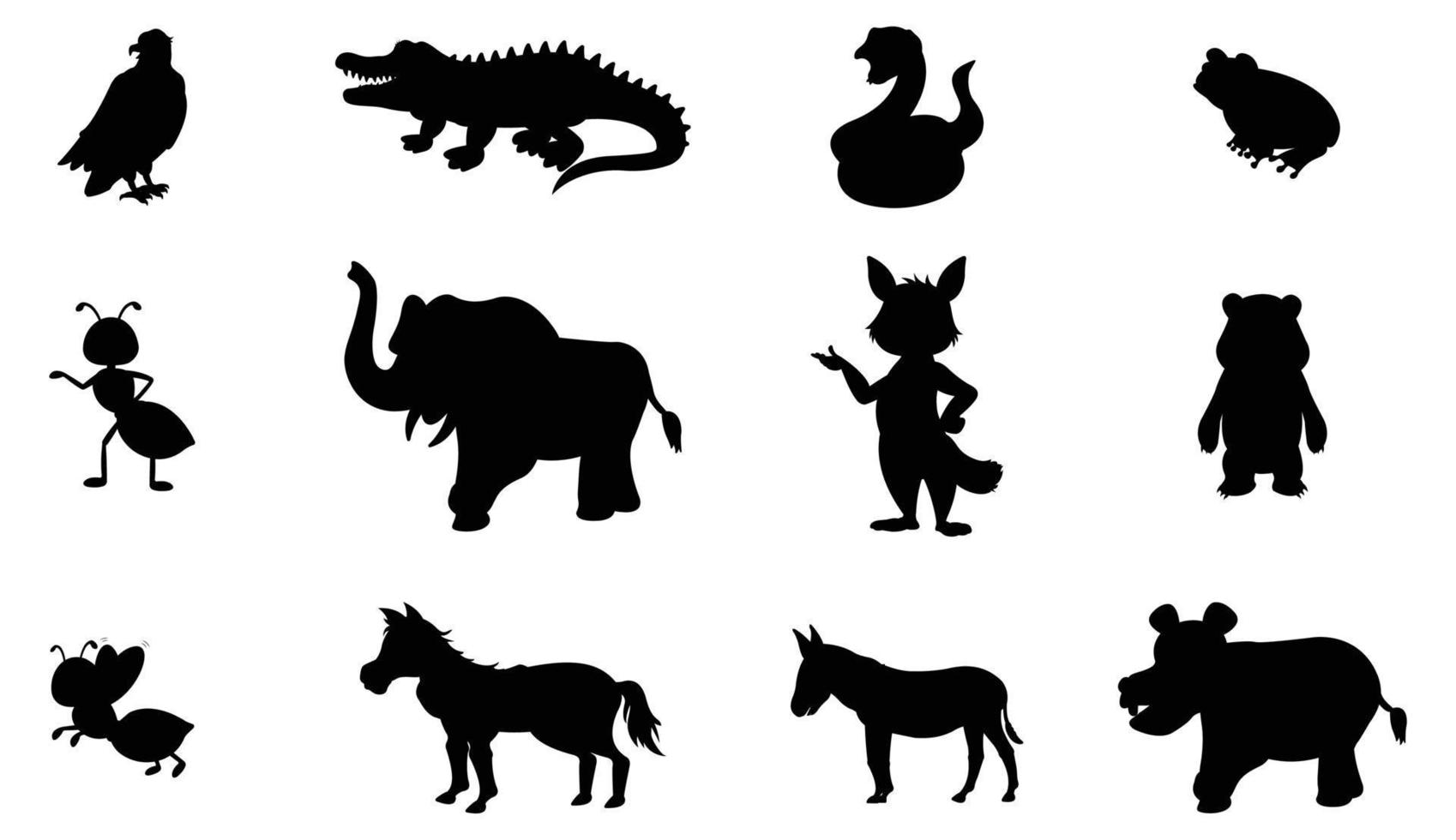 sauvage animaux ensemble silhouette vecteur forêt animaux silhouette ensemble isolé sur une blanc Contexte