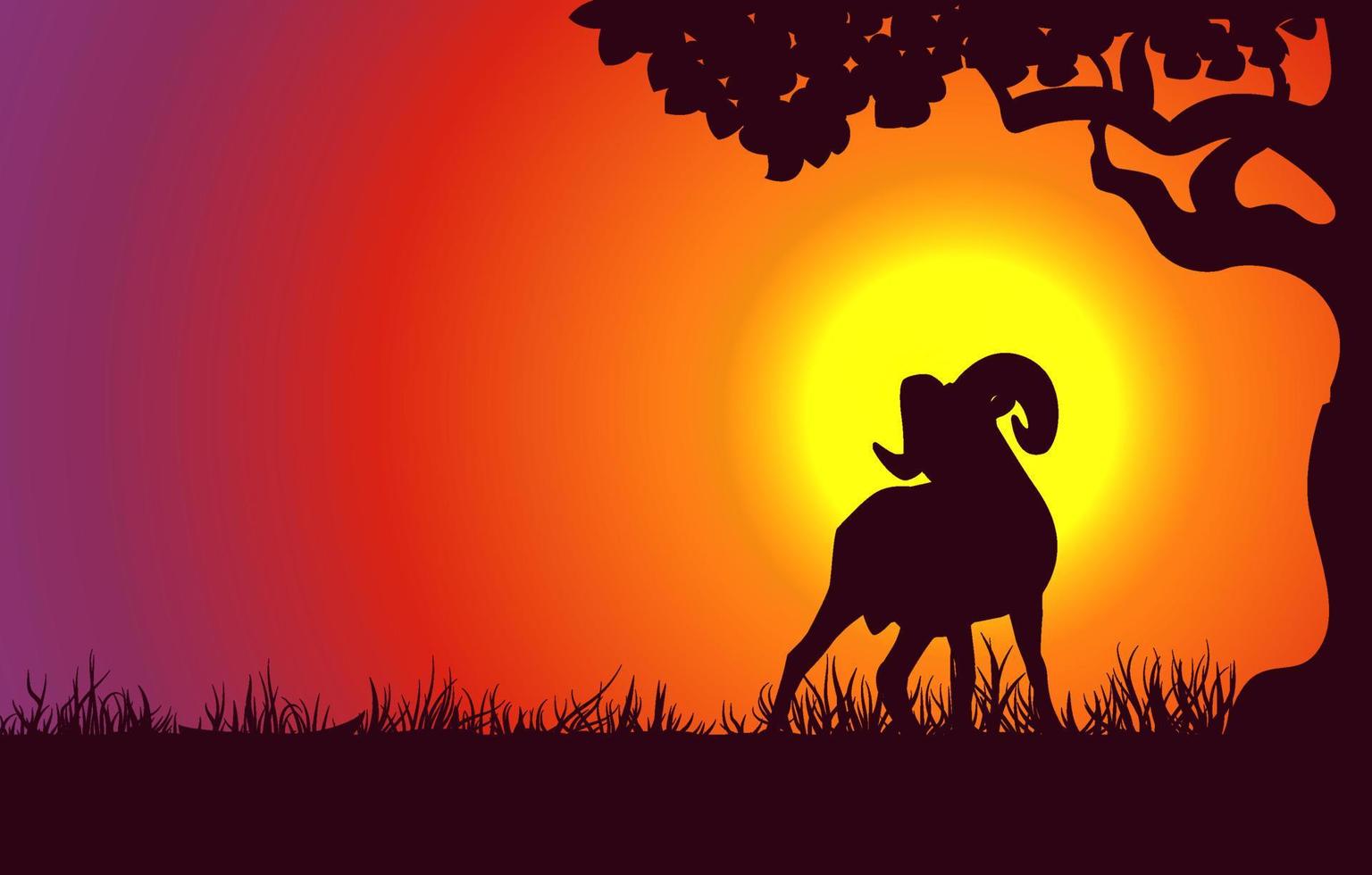 horoscope symbole suivant à arbre silhouette sur le coucher du soleil paysage Contexte. vecteur eps dix