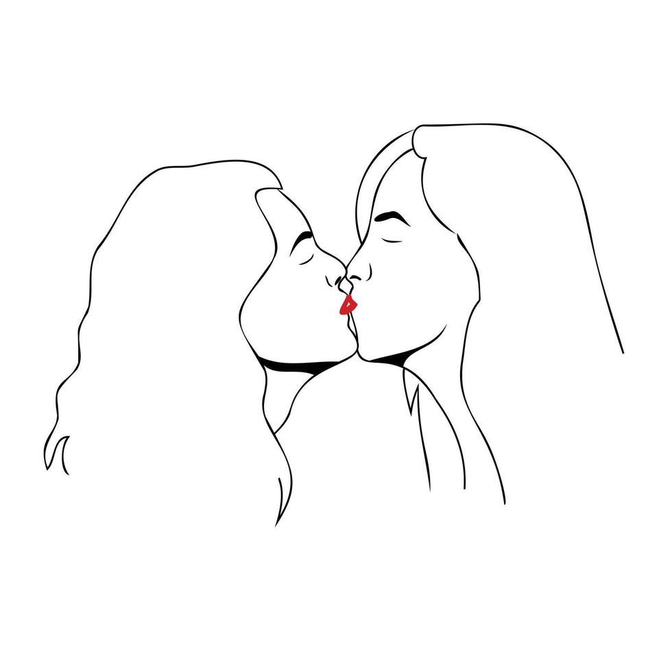 deux filles qui s'embrassent vecteur