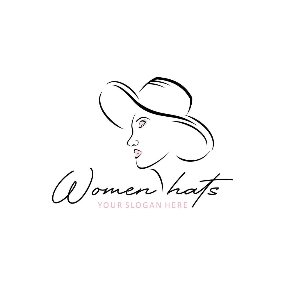 femme avec Chapeaux conception logo - vecteur illustration, femme avec Chapeaux emblème conception. adapté pour votre conception besoin, logo, illustration, animation, etc.