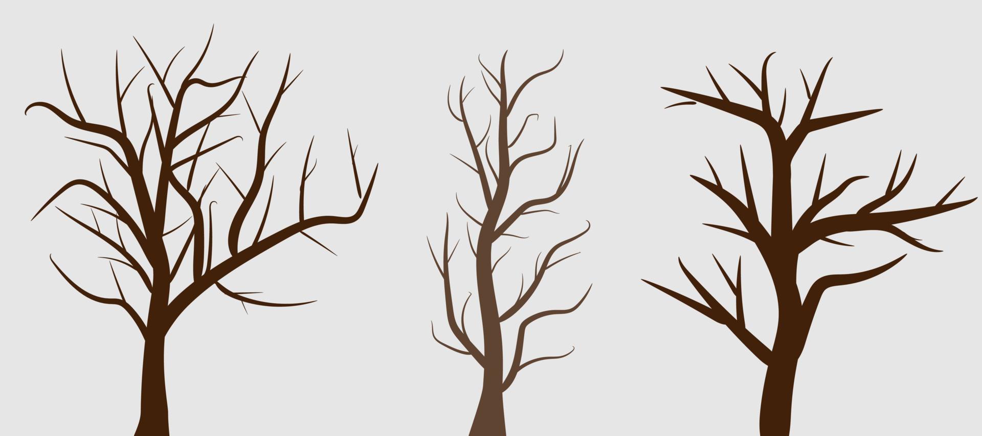 silhouette de arbre sans pour autant feuille vecteur ensemble