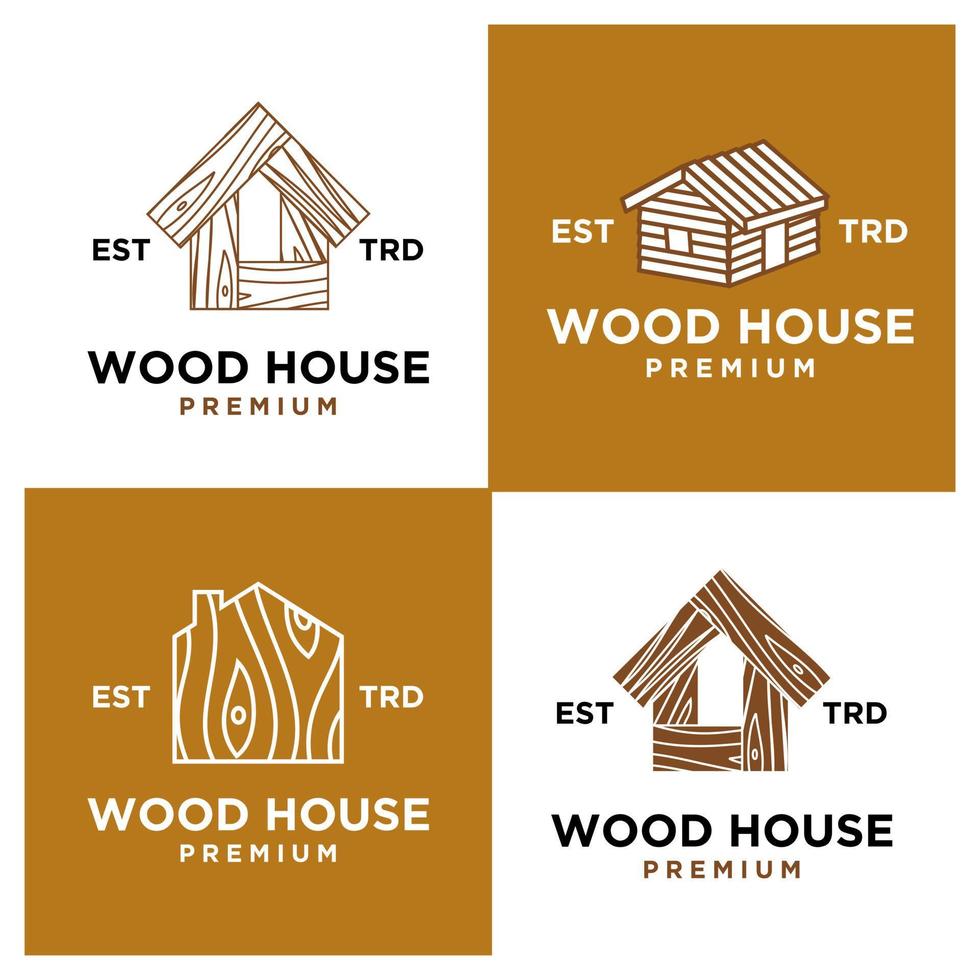 bois maison logo icône conception vecteur illustration ensemble collection