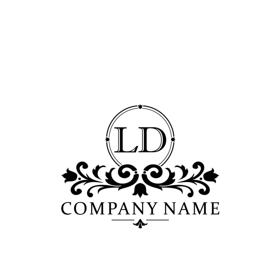 lettre ld floral logo conception. logo pour femmes beauté salon massage cosmétique ou spa marque vecteur