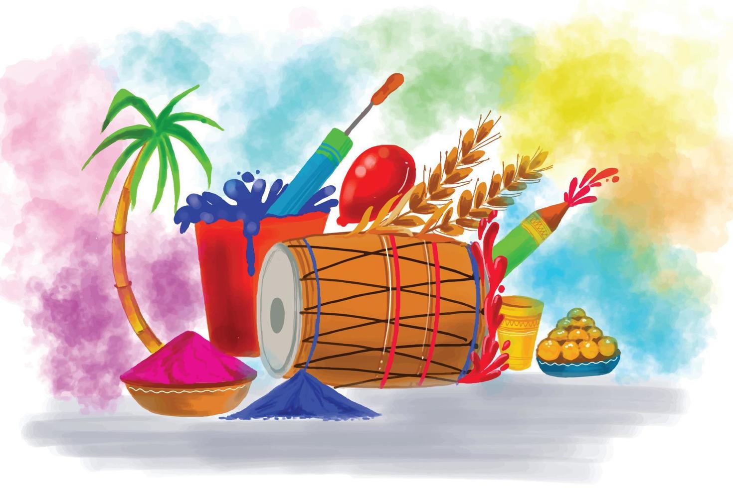 happy holi fond coloré pour le festival des couleurs vecteur
