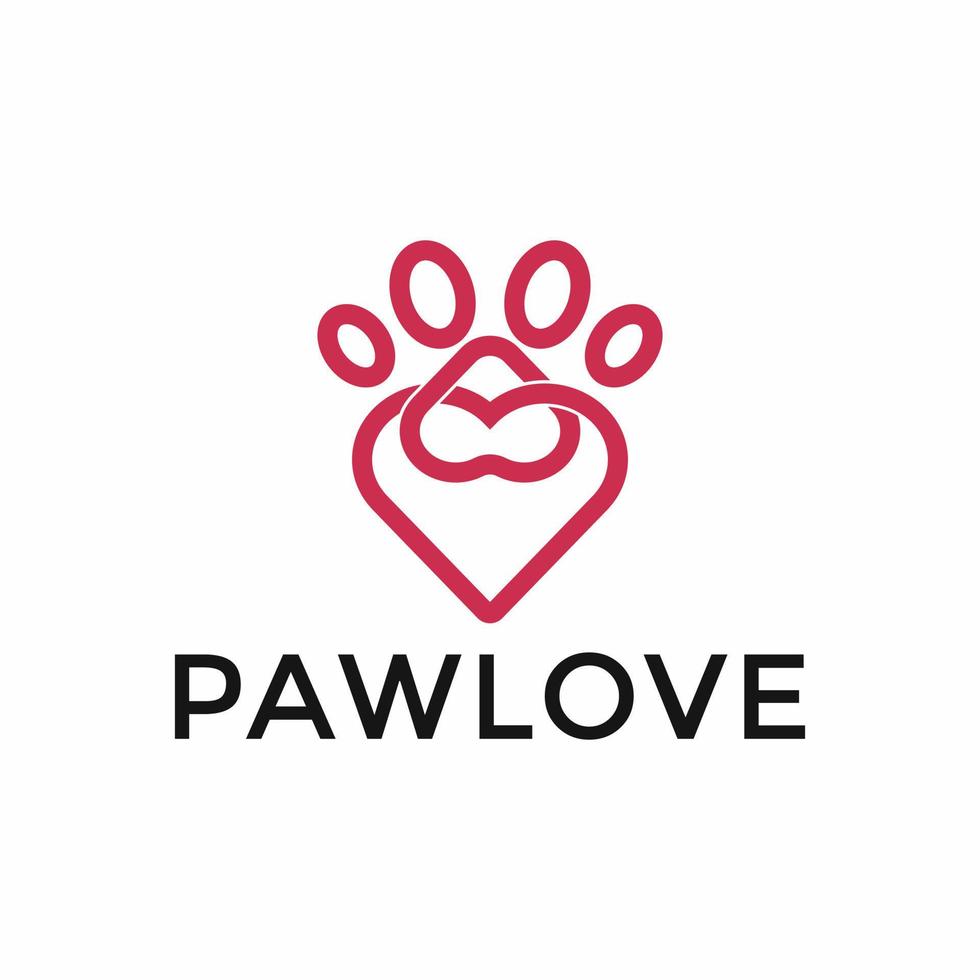 l'amour et chat ou chien patte imprimer, animal de compagnie logo conception modèle vecteur