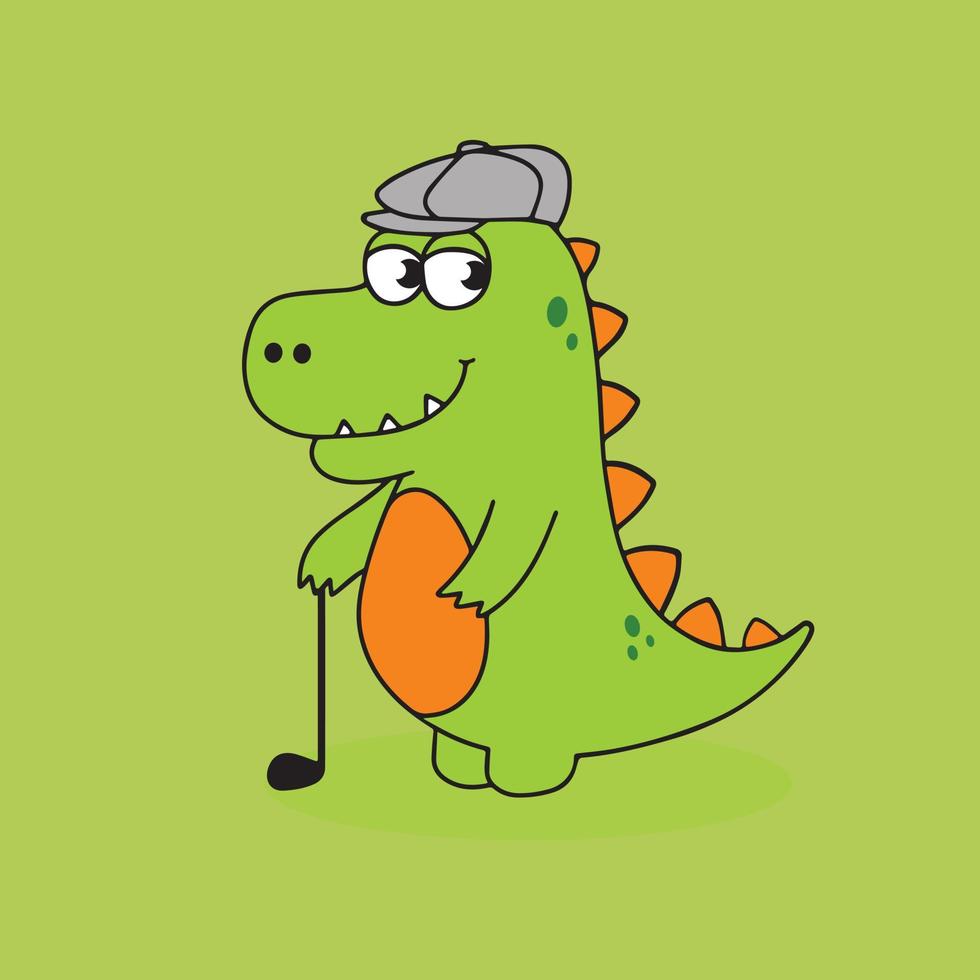 gratuit mignonne le golf dino dessin animé personnage vecteur illustration