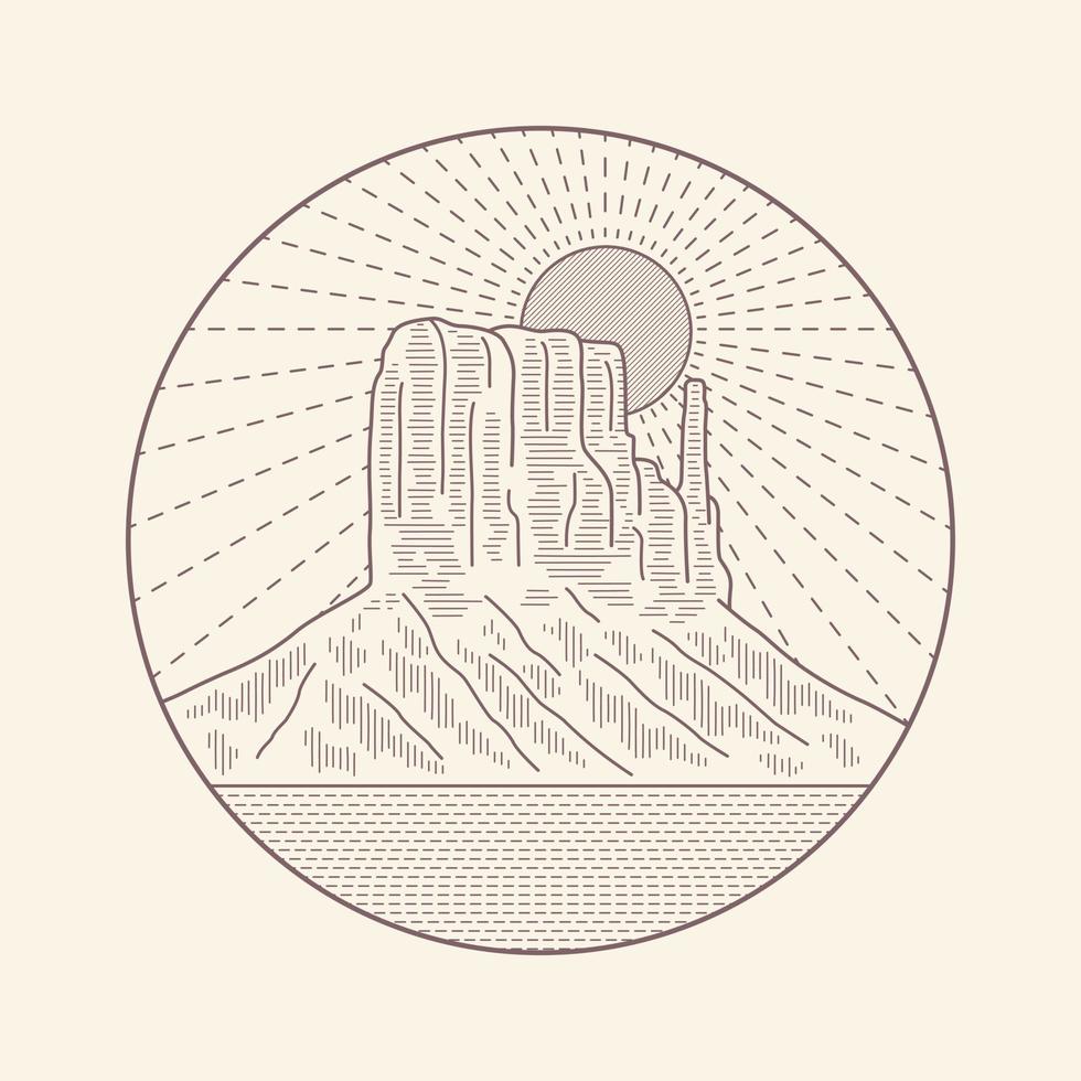 monument vallée Arizona désert mono ligne art vecteur pour correctif, broche, graphique, art T-shirt conception