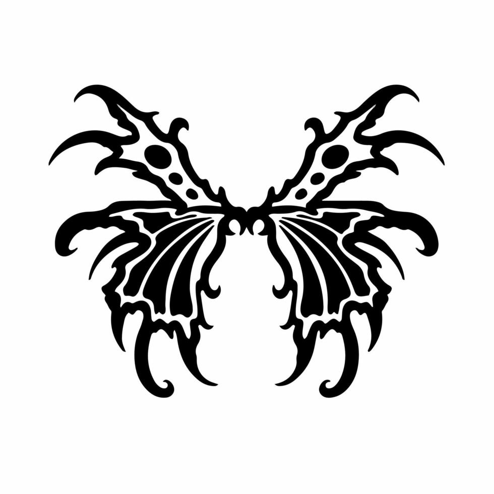 tribal Fée ailes logo. tatouage conception. pochoir vecteur illustration.