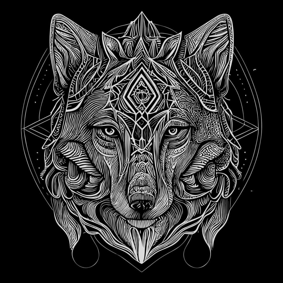 le en colère Loup tête ligne art illustration est une étonnamment détaillé représentation de le féroce et majestueux animal, capturer ses intense expression et tranchant Caractéristiques avec précis lignes et ombres vecteur