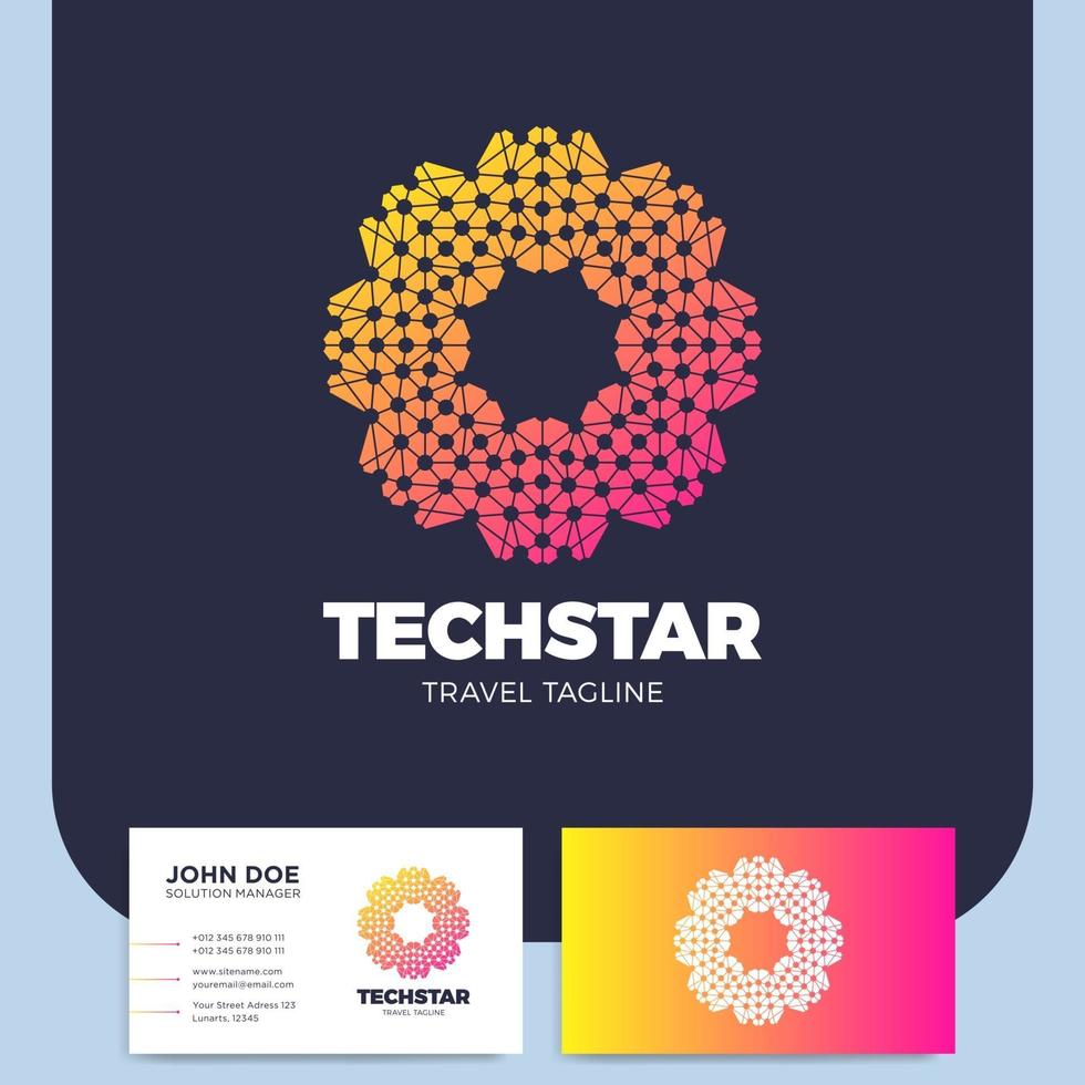 logo abstrait tech et carte de visite vecteur