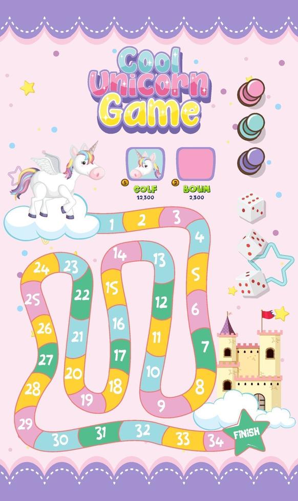 jeu de société pour enfants dans un modèle de style licorne pastel vecteur