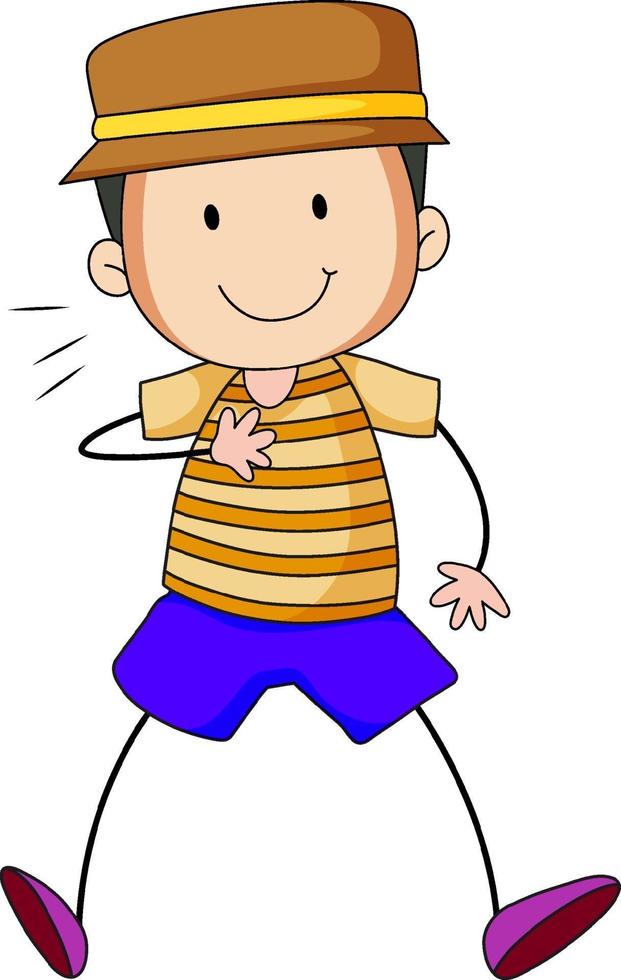 personnage de dessin animé mignon garçon dans un style doodle dessiné à la main isolé vecteur