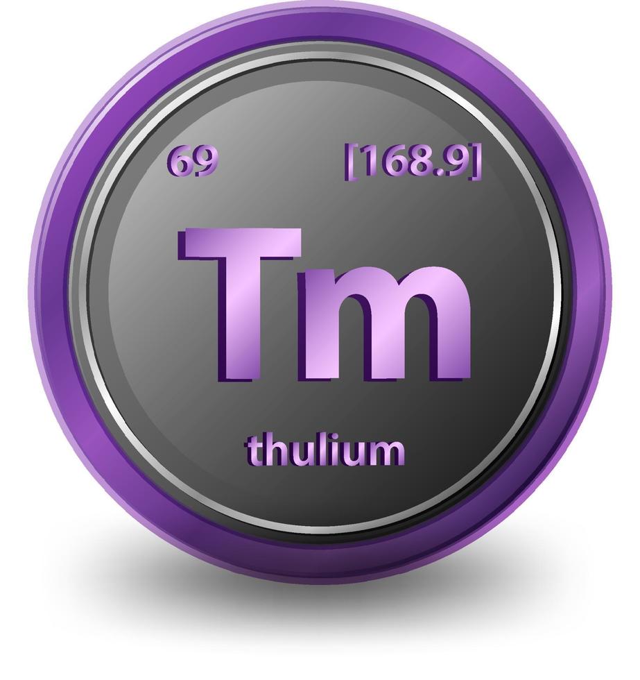 élément chimique thulium. symbole chimique avec numéro atomique et masse atomique. vecteur