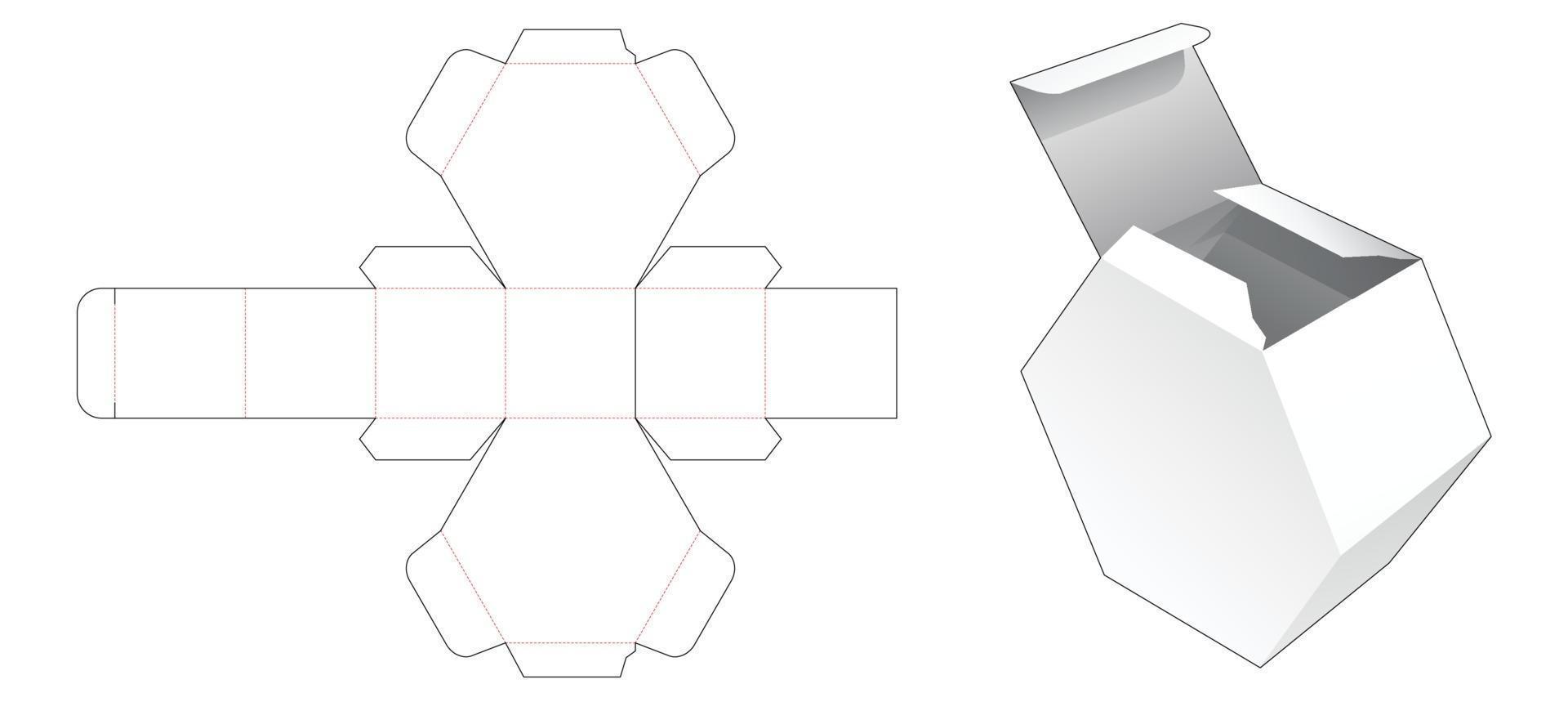 modèle de découpe de boîte cadeau hexagonale vecteur