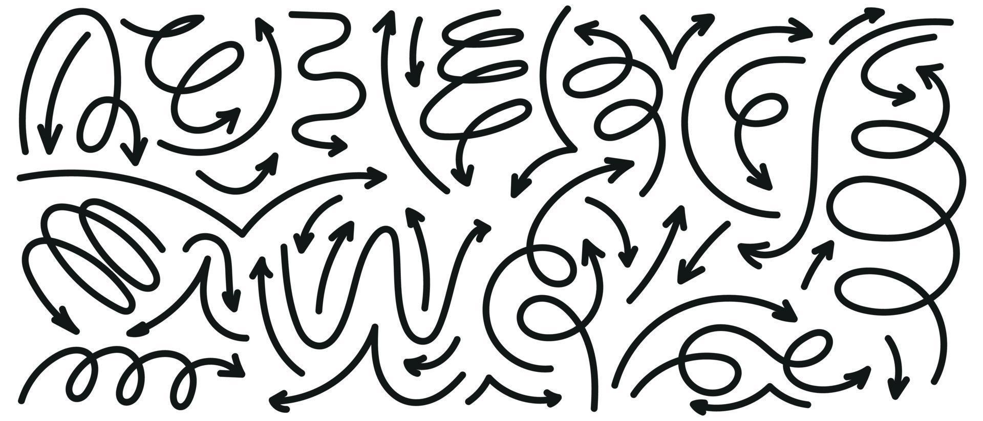 griffonnage spirale flèches icône. conception excentrique torsion zigzag doubler, printemps bobine, courbe vague. vecteur illustration