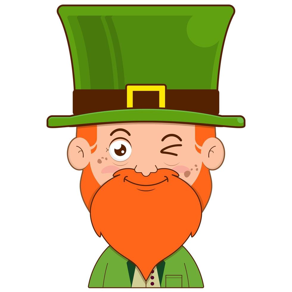 elfe lutin sourire visage dessin animé mignonne pour Saint patrick's journée vecteur