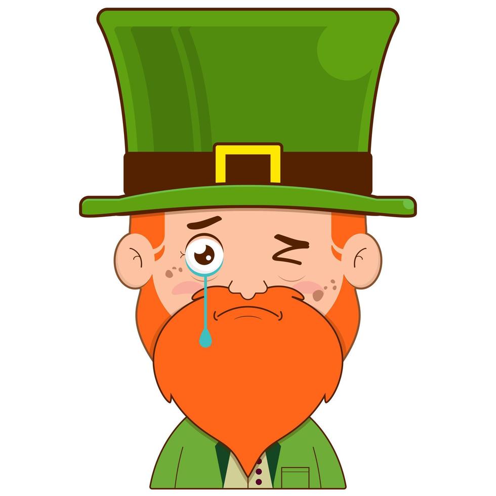 elfe lutin pleurs et effrayé visage dessin animé mignonne pour Saint patrick's journée vecteur