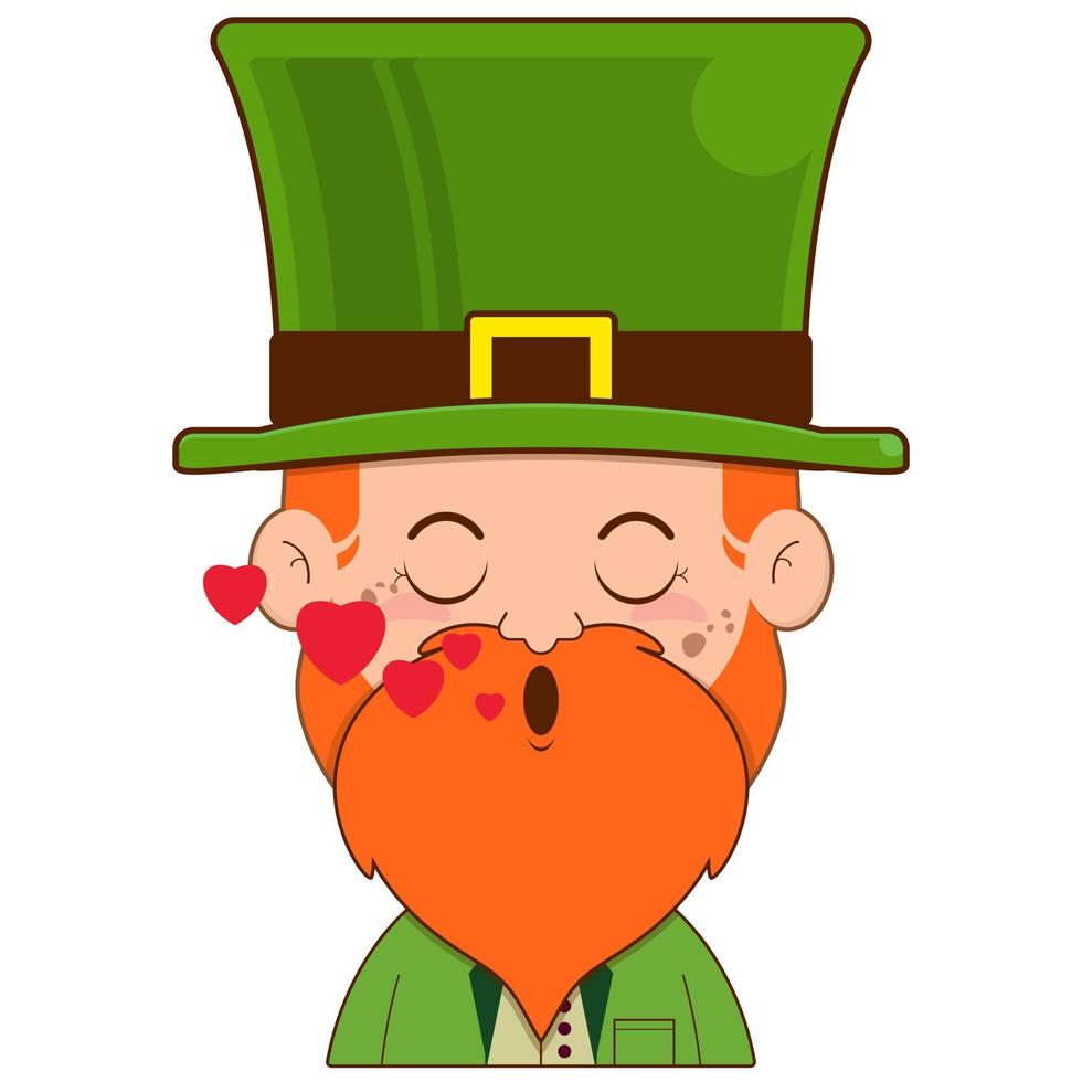 elfe lutin dans l'amour visage dessin animé mignonne pour Saint patrick's journée vecteur