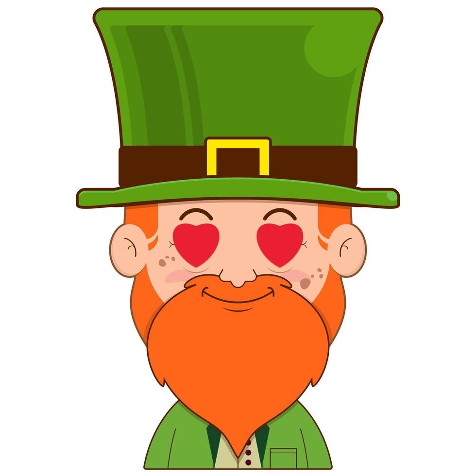 elfe lutin dans l'amour visage dessin animé mignonne pour Saint patrick's journée vecteur