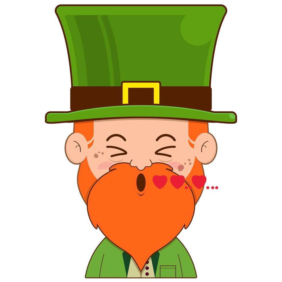 elfe lutin dans l'amour visage dessin animé mignonne pour Saint patrick's journée vecteur