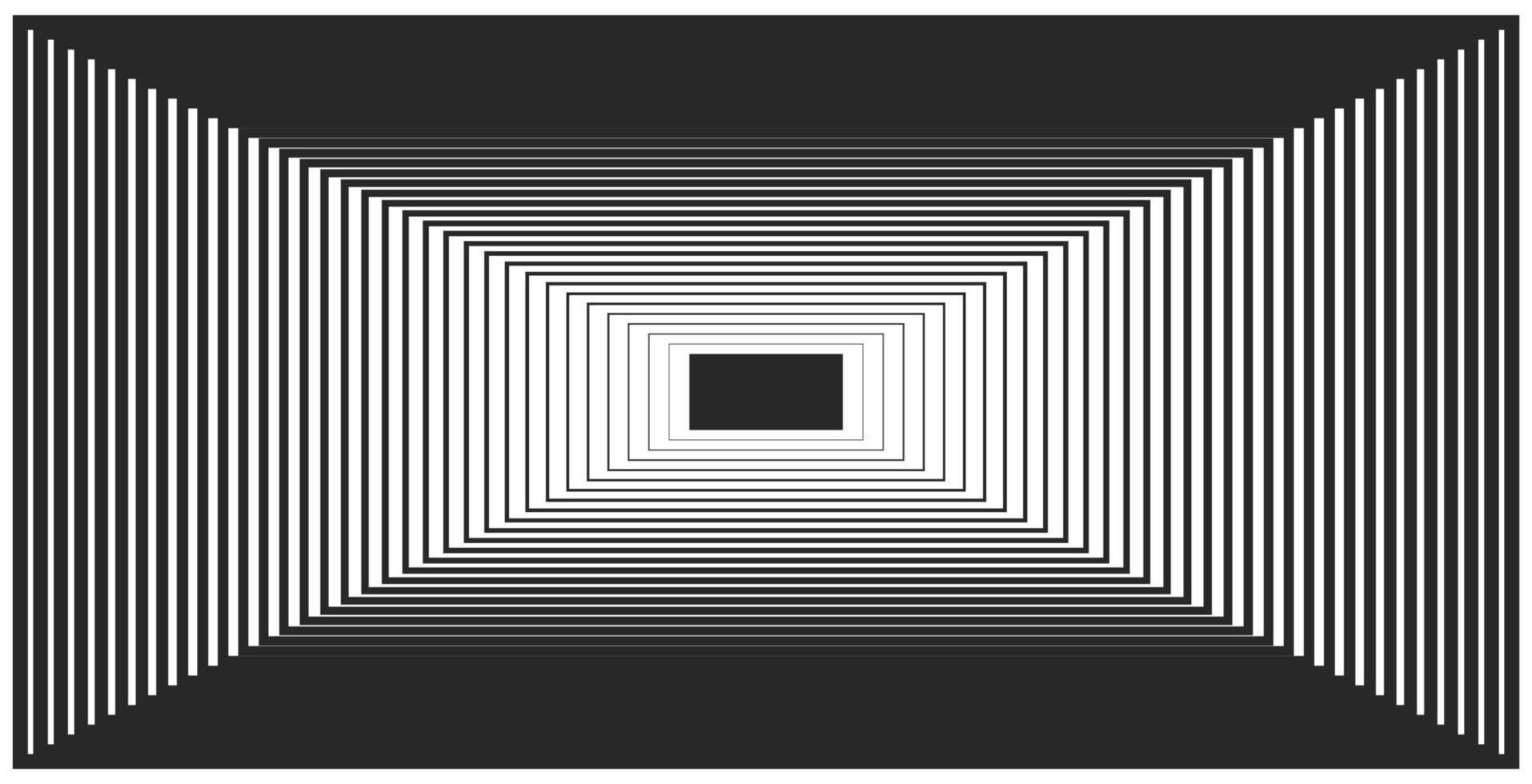 3d ligne mélange tunnel noir dans blanc Contexte vecteur