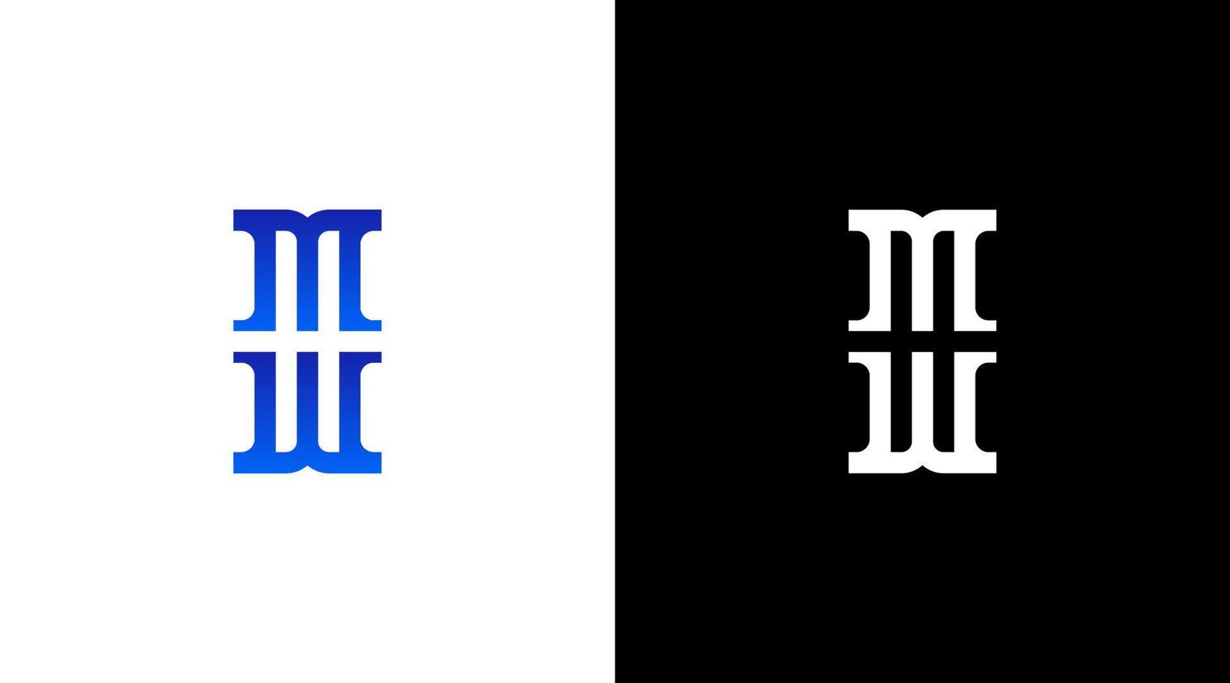 lettre mw et pilier logo vecteur monogramme noir et blanc icône style conception modèle