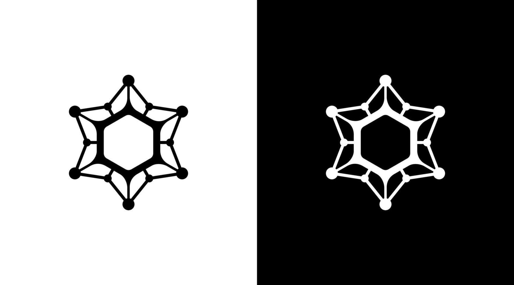 molécule logo hexagone La technologie monogramme noir et blanc icône illustration style dessins modèles vecteur